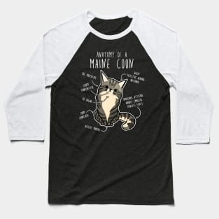 Maine Coon Cat Anatomy Baseball T-Shirt